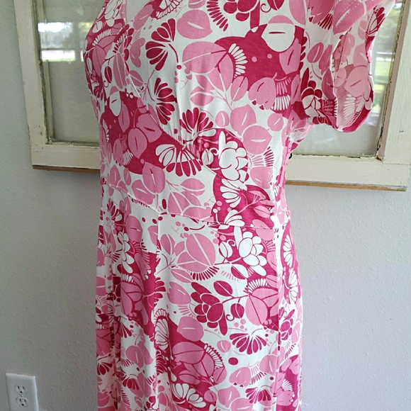 Garnet Hill V Neck Dress Size Large Short Sleeve - Picture 4 of 7